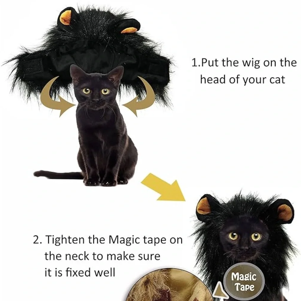 New Black Lion Mane Costume for Cats